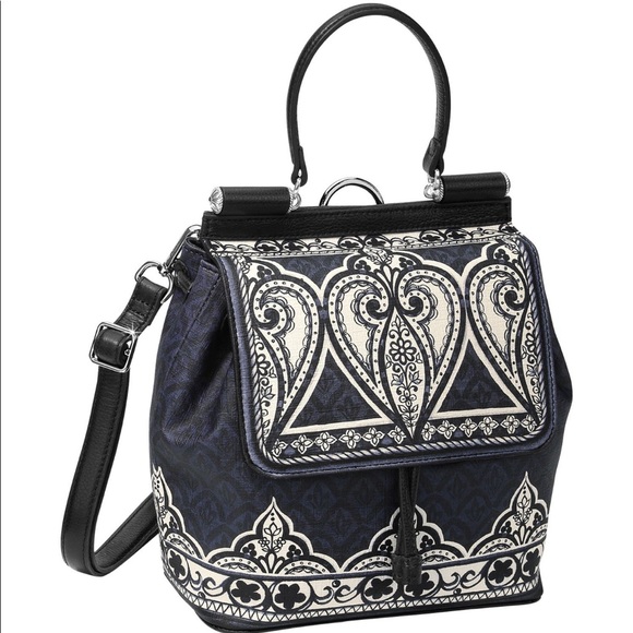 Brighton Handbags - Brighton Jasmine Convertible Backpack Black-White